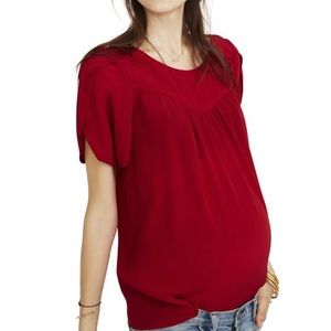 NWT Hatch Maternity Red Blouse Tulip Sleeve 3